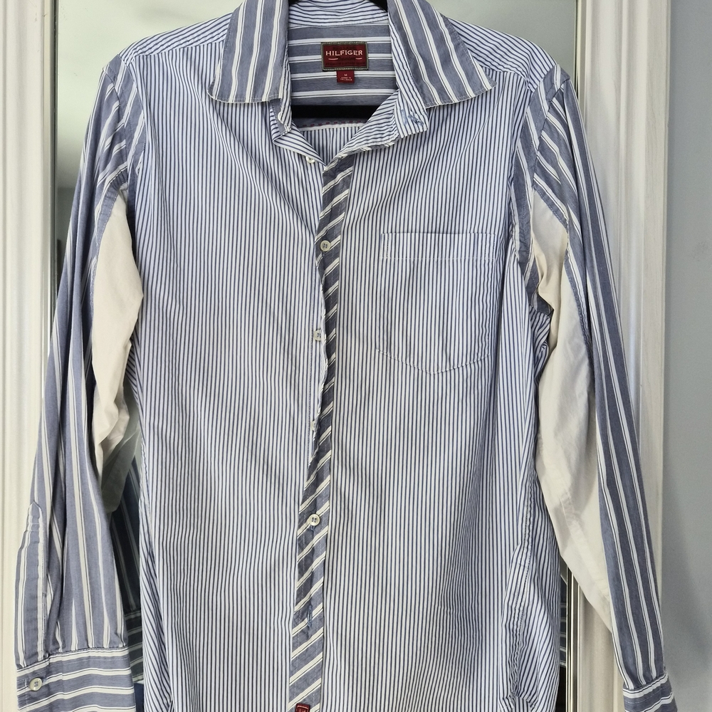 Tommy Hilfiger Blue and White Striped Shirt